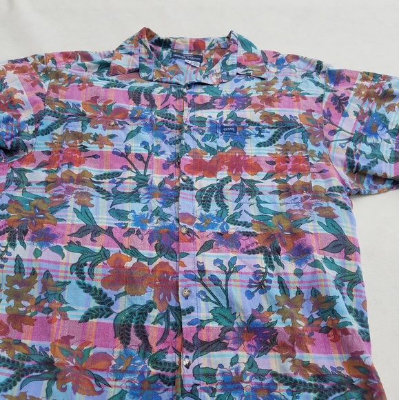 Vintage Guess Hawaiian Button up Shirt - Picture 1 of 7